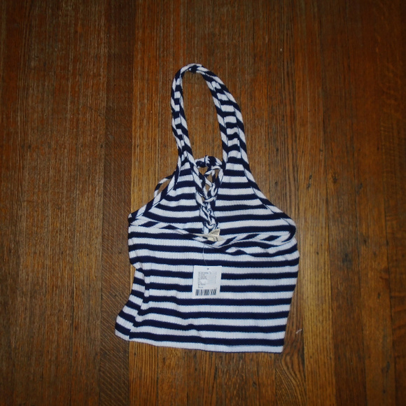 UO Project Social T Women's Tank Top Blue & White - Picture 2 of 4